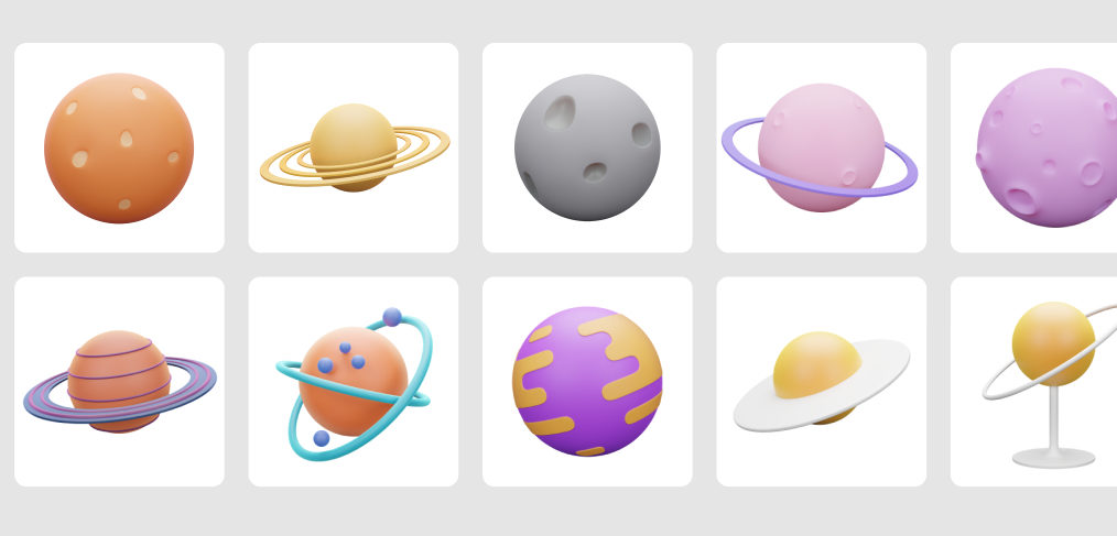 3D Planets illustrations for Figma