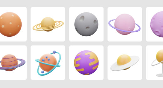 3D Planets illustrations for Figma