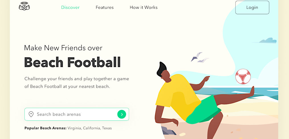 Beach football Figma landing concept
