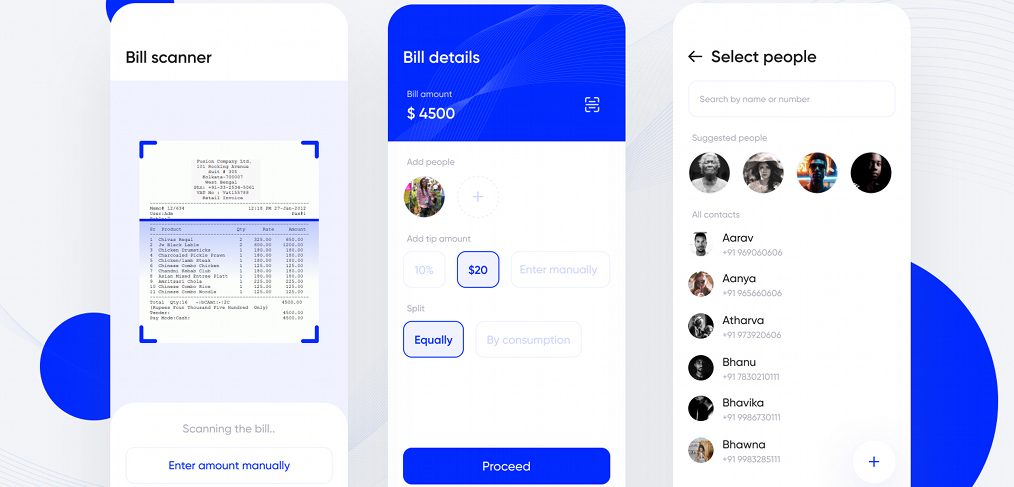 Bill splitting Figma app concept