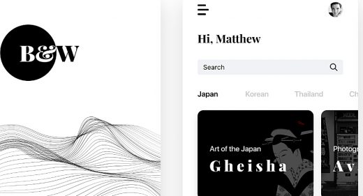 Black and white Figma app template