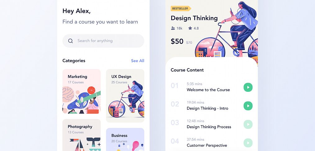 Course app Figma mobile concept