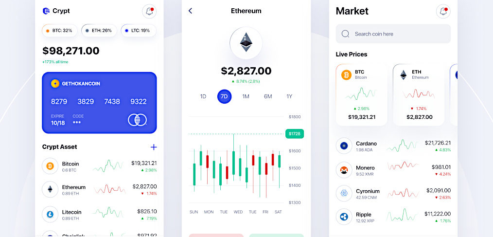 Crypto platform app Figma template