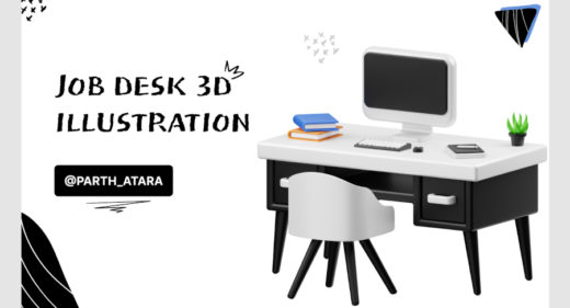 Desk 3D illustration made with Figma