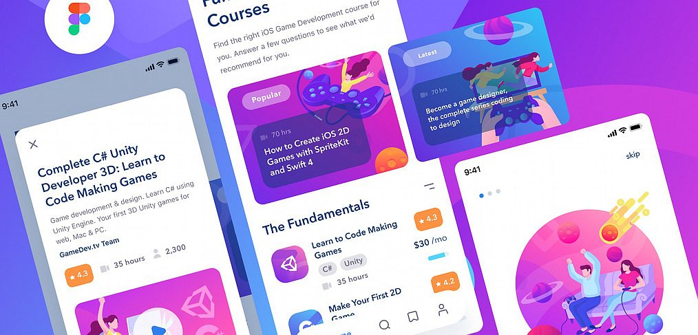 E-learning mobile app Figma template