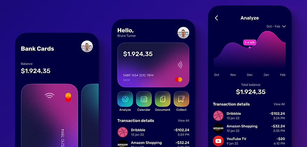 Figma banking app / Dark mode