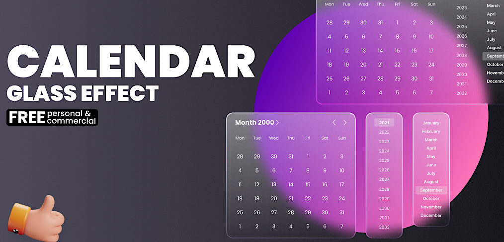 Figma Calendar glass component