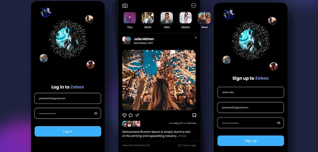 Figma dark mode social media app