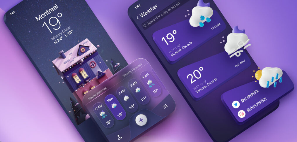 Figma dark mode weather app template