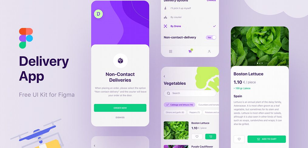 Figma delivery app UI kit