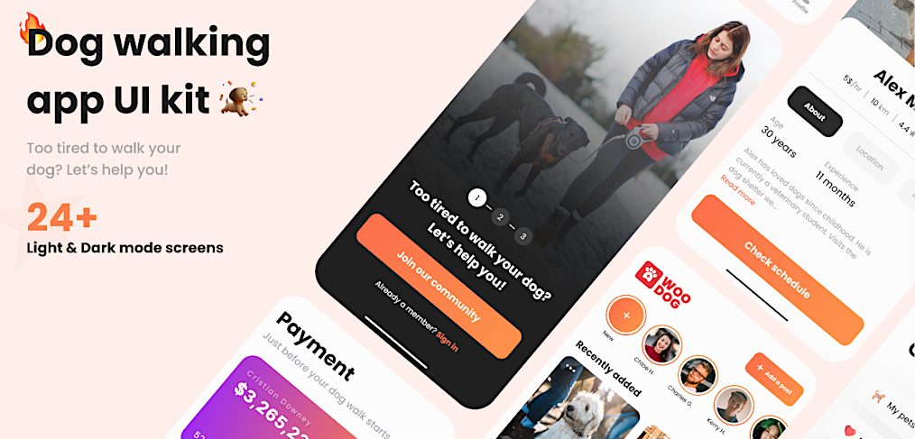 Figma dog walking app UI kit