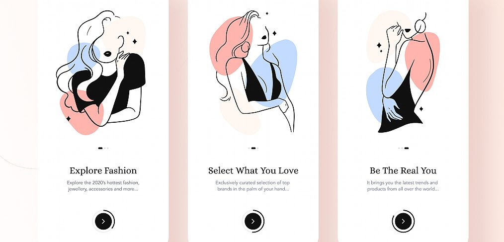 Figma fashion app onboarding