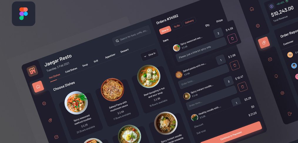 Figma food tablet POS Dark template