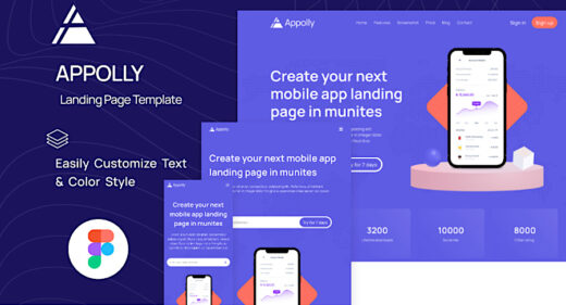 Figma landing page template for app