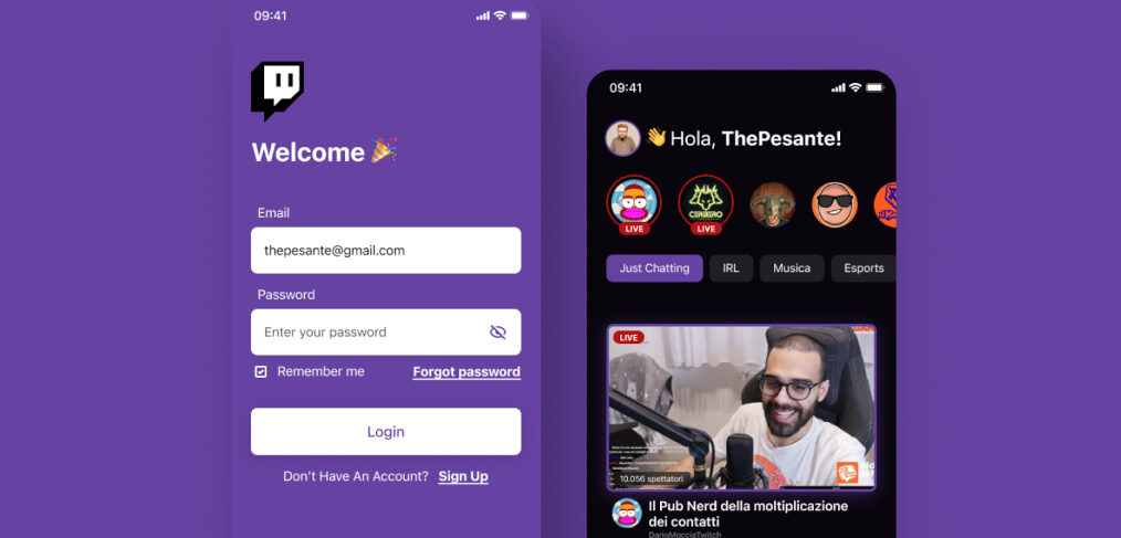 Figma Twitch template (mobile app)