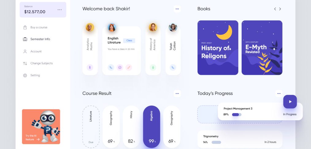 Figma University dashboard concept