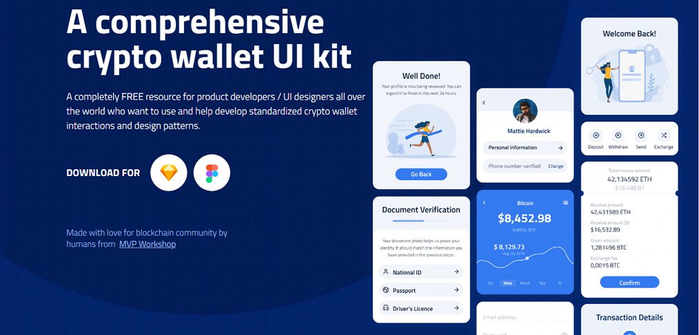 Free Figma crypto wallet UI kit