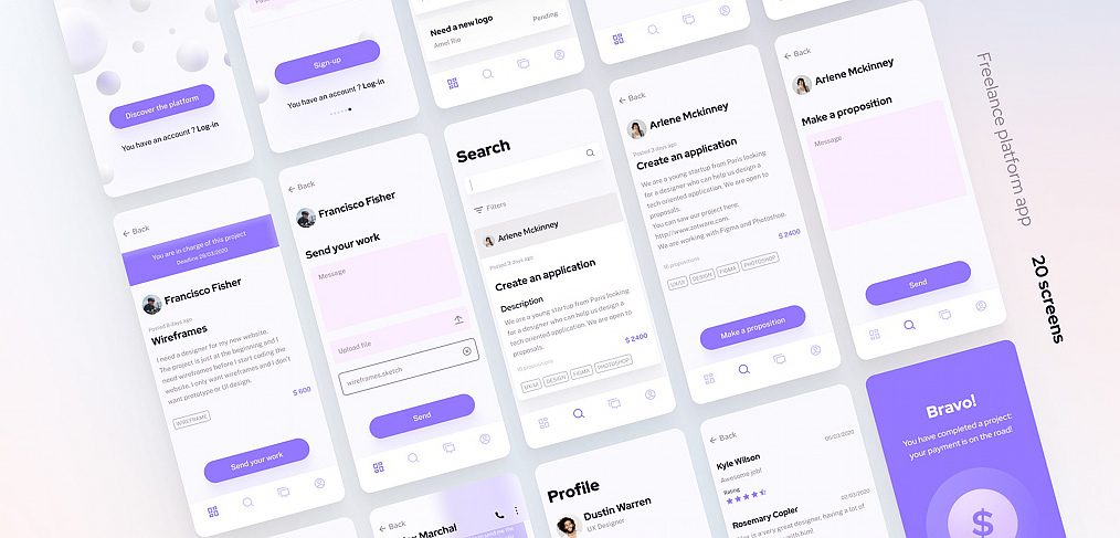 Freelance platform Free Figma UI kit