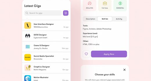 Gigson job app template for Figma