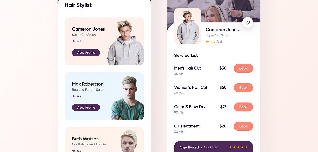 Hair stylist Figma booking app