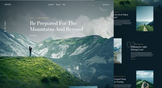 Hiking landing page template for Figma