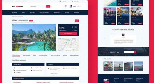 Hotel booking website template for Figma