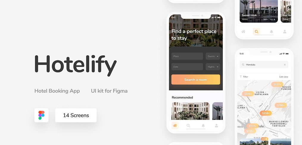 Hotelify - Free iOS Figma UI kit