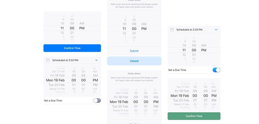 iOS datepicker Figma template