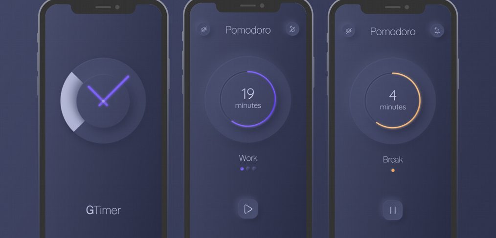 Neumorphic pomodoro timer for Figma