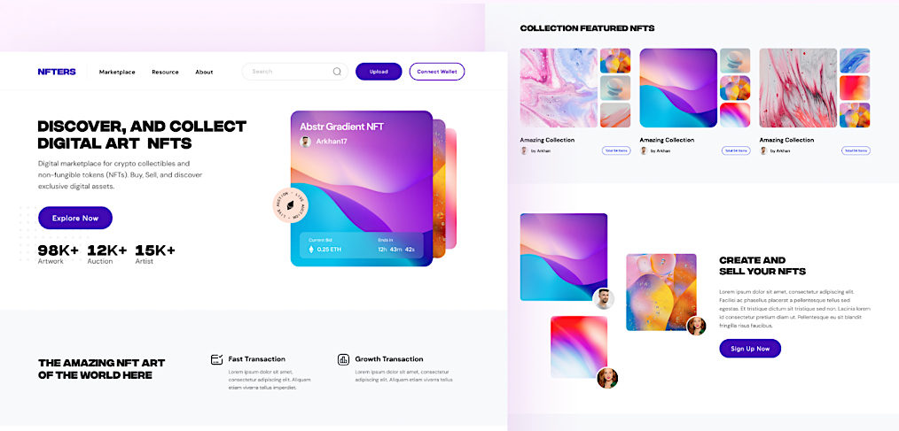 NFT marketplace Figma website template