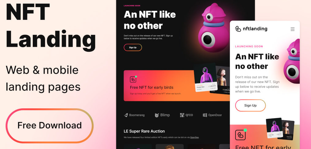 NFT responsive Figma landing page