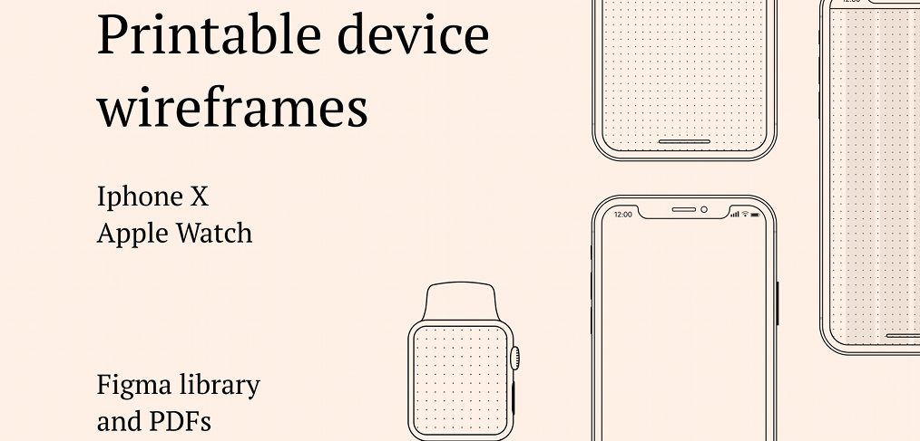 Printable device wireframes made in Figma