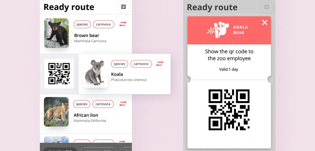 QR code ticket mobile UI