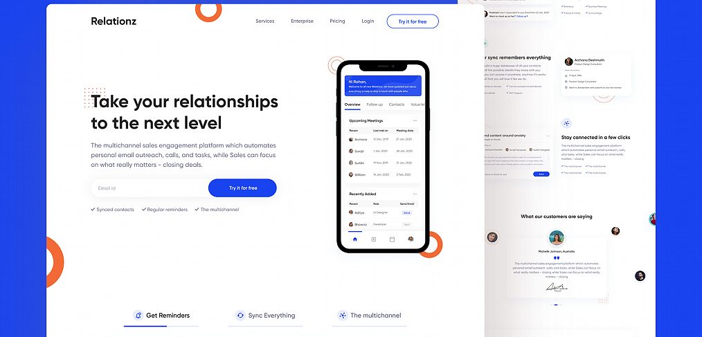 Relationz free Figma landing page