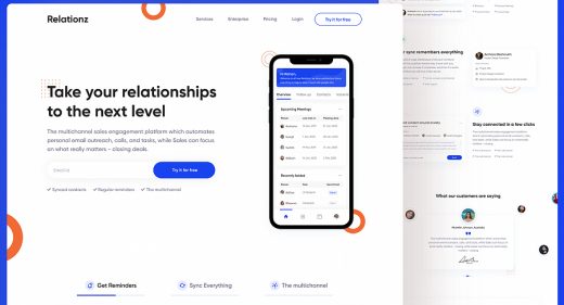 Relationz free Figma landing page