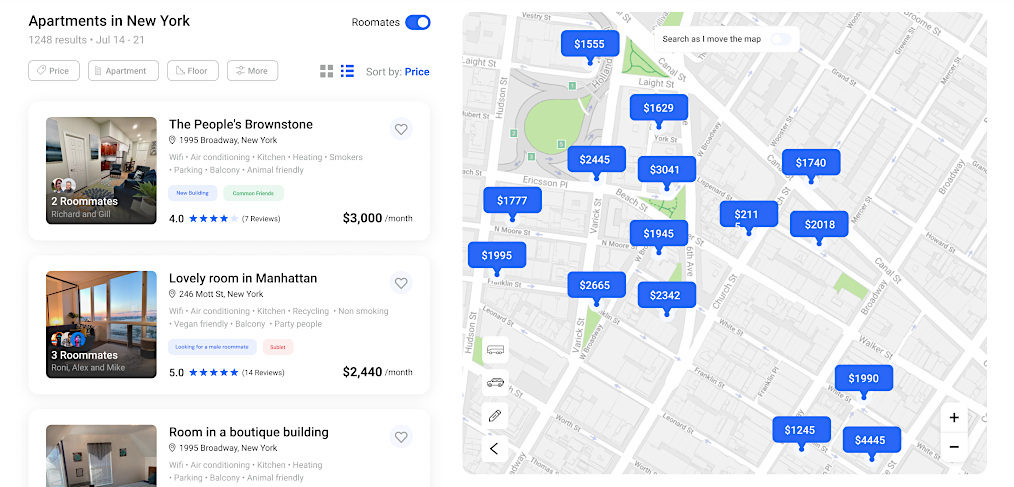 Roommates finder free Figma template