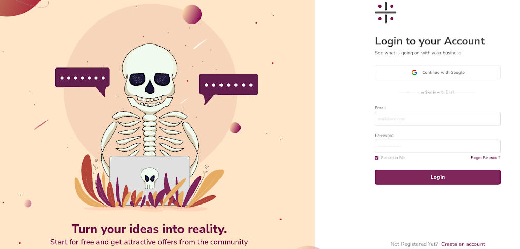 Skull login page concept for Figma