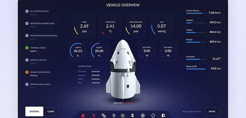 SpaceX Flight Control UI concept