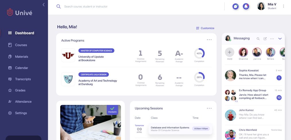 Student dashboard Figma template