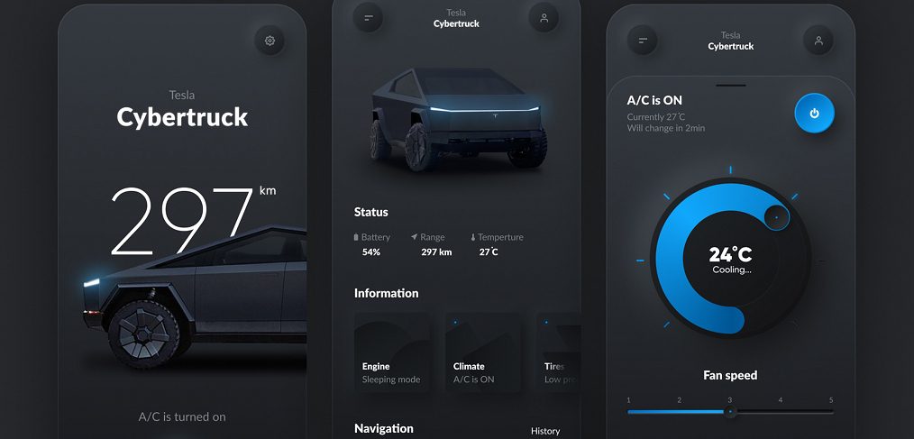 Tesla smart app Figma concept