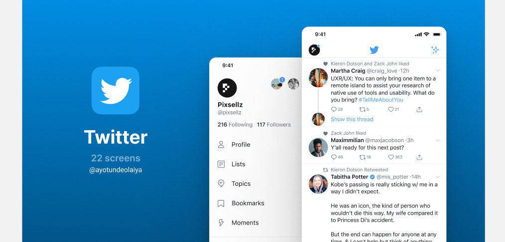 Twitter UI made with Figma