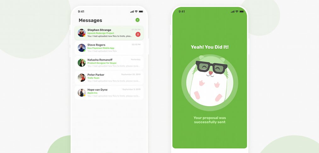 Upwork app redesign for Figma